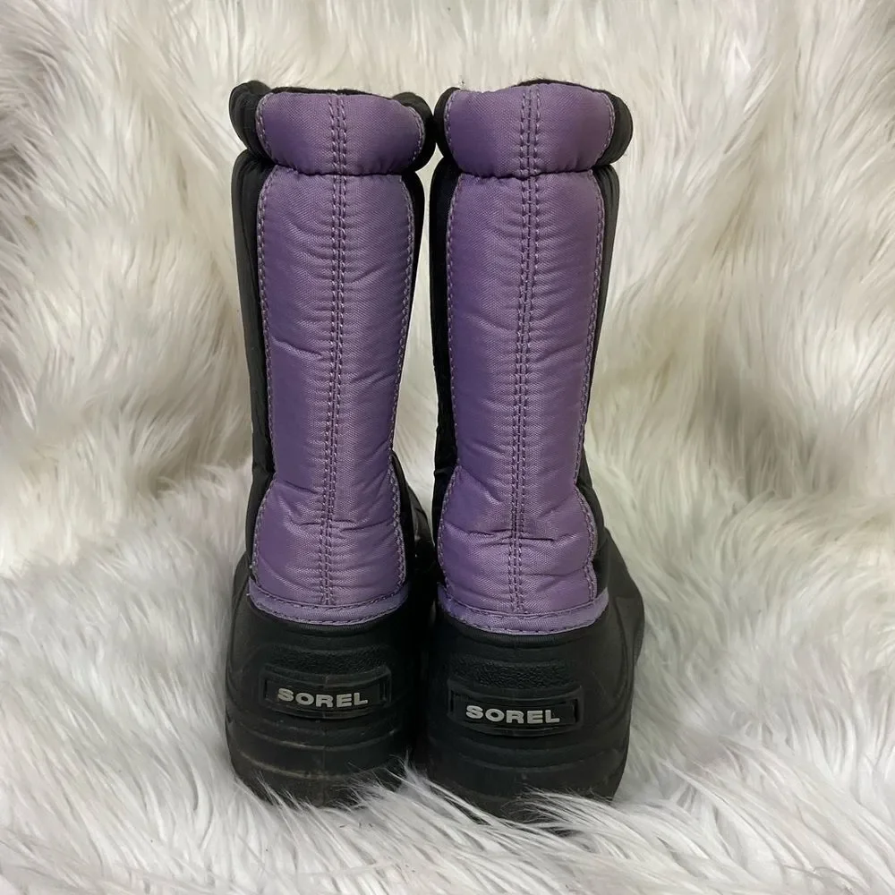 Sorel snow command black purple winter pull on boots 4